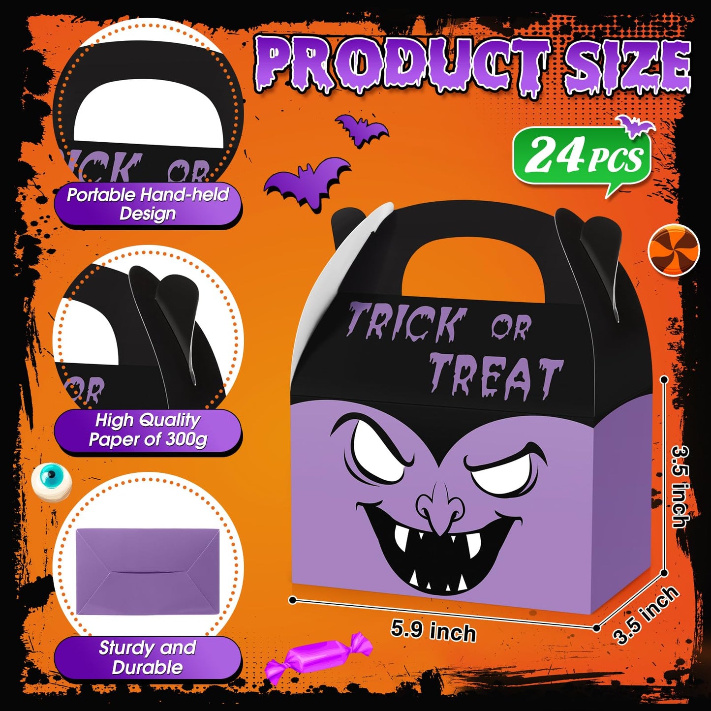 Zhanmai 30 Pcs Halloween Treat Boxes Halloween House Cardboard Goodie Boxes for Trick or Treat Halloween Party Favors Boxes with Handle for Halloween Party Supplies Kids Birthday
