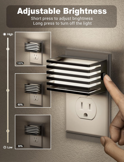JandCase LED Night Light, [2 Pack] Night Lights Plug into Wall with Dusk to Dawn Sensor, Dimmable Plug in Night Light, Adjustable Brightness, 3000K Soft White Nightlight for Bedroom Bathroom Hallway