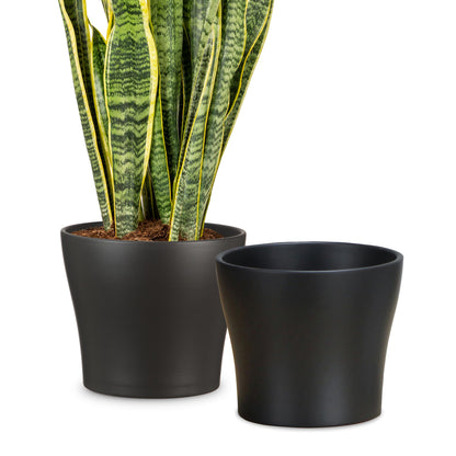 Scheurich Set of 2 Classic Anthrazit Ceramic Plant Pots – 8.3" Decorative Pots for Indoor Plants - Waterproof&UV-Resistant Planters - Durable, Break-Resistant Design - Made in Germany - 1.1 gal