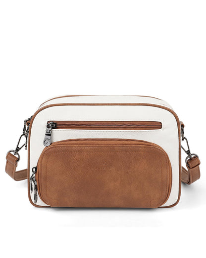 FADEON Crossbody Bags for Women Multi-pocket Leather Crossbody Purses, Designer Shoulder Bag Adjustable Removable Strap