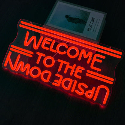 BMLOPZ Welcome To The Upside Down Neon Sign Dimmable Neon Lights for Wall Décor USB Powered LED sign for Bedroom Game Room Man Cave Great Gift for Birthday christmas etc;(16.4 * 8.3 inches)
