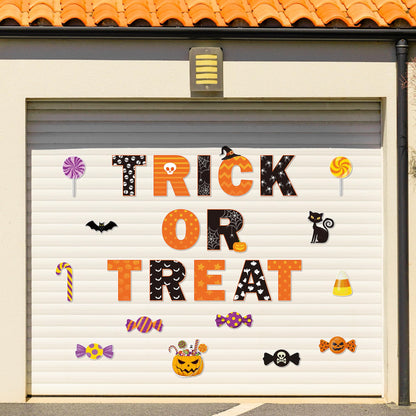 H1vojoxo 24PCS Halloween Garage Door Decorations Magnets Trick Or Treat Halloween Car Garage Magnets Sticker Pumpkin Candy Bats Cat Refrigerator Mailbox Magnet Decals Garage Door Magnetic Decorative