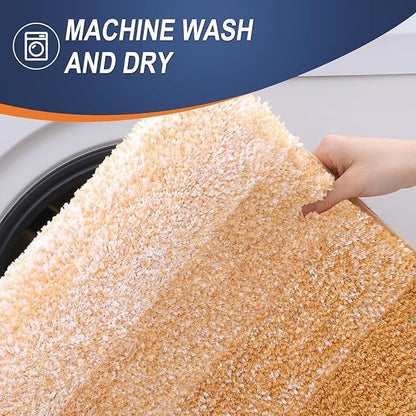 OLANLY Bathroom Runner Rugs Mat 47x24, Extra Soft Absorbent Microfiber Bath Rugs, Rubber Backing, Quick Dry, Washable Long Bath Mats for Bathroom, Tub and Shower, Home Decor Accessories, Golden Yellow