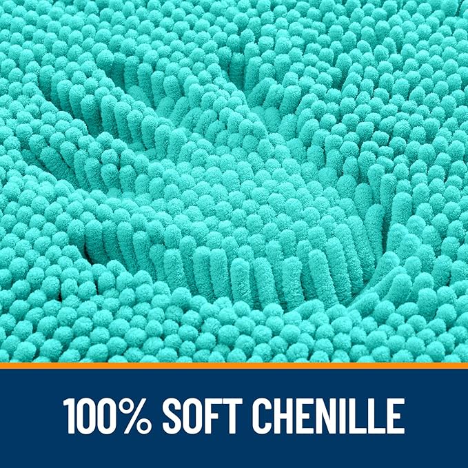 OLANLY Large Bathroom Rugs 47x32, Extra Soft Absorbent Chenille Bath Rugs, Rubber Backing Quick Dry, Machine Washable Bath Mats for Bathroom Floor, Tub and Shower, Home Decor Accessories, Teal
