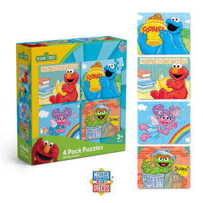 MasterPieces Puzzle Set - 4-Pack 24 Piece Jigsaw Puzzle for Kids - Sesame Street 4-Pack - 8"x10"