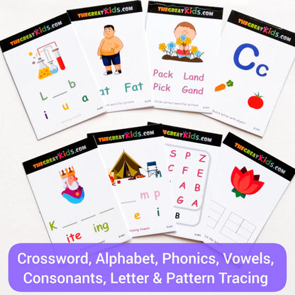 Activity Flash Cards, Workbook, Worksheet for Kids Ages 5, 6 | Toddler, Pre K, Kindergarten, Alphabet, Montessori Curriculum, Homeschooling Supplies, Preschool Early Learning