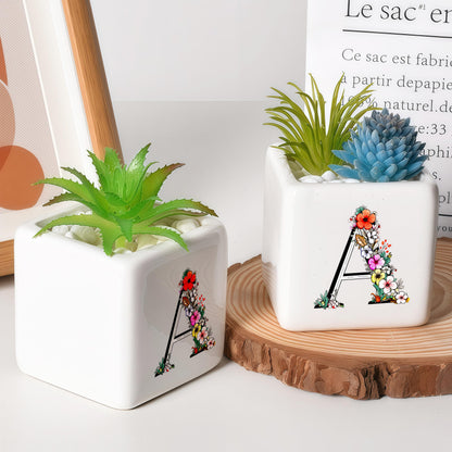 BJDAMAI Succulent Planter Flower Plant Pot Small, Gifts for Teens Toddler Girls Kids Daughter, Granddaughter, Sister, Niece Birthday Themed Party (Letter A)