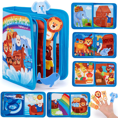 hahaland Noah's Ark Toy Busy Book for Toddlers 1-3 - Baptism Gifts for Boys Girls - Montessori Toys for 1 Year Old, Sensory Early Learning Educational One Year Old Boy Birthday Christian Church Toys