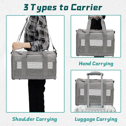 PINVNBY Small Pet Carrier, Guinea Pig Carrier, Bunny Carrier for Travel Camping Outdoor, Breathable Pet Portable Hand Bag for Hamster Rabbit Guinea Pig（Gray）
