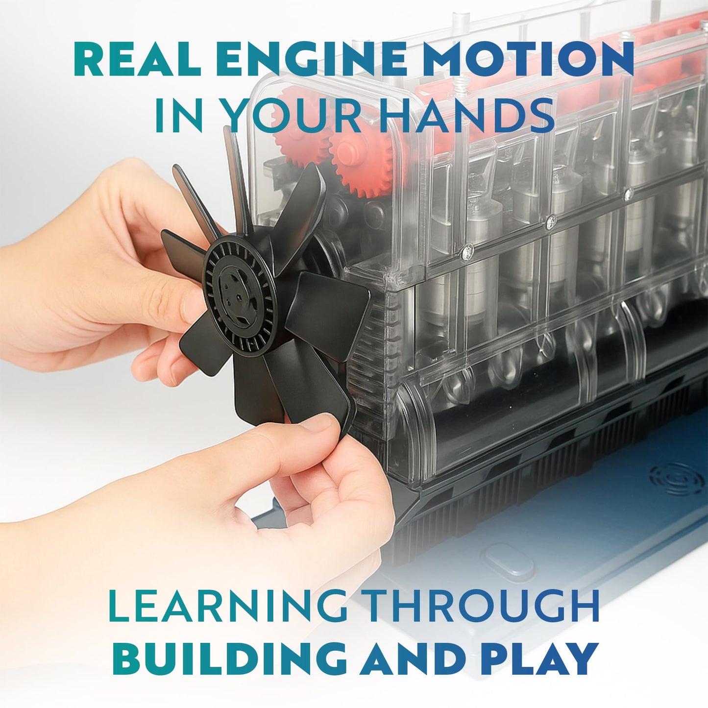 Playz Inline 6 Engine Model Kit - Build Your Own STEM Inline 6 Small Engine that Runs Kit for Adults & Kids Age 10-12+, Visible Inline 6 Mini Engine Kit that Works for Adult w/ 230 STEM Parts