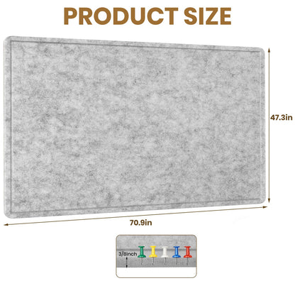 Large Bulletin Board, 72 X 48 inches Cork Board with 30 Pushpin, 6' x 4' Felt Cork Board Notice Pin Board, Self-Adhesive Vision Board Mood Board Foldable Photo Board for Wall - Silver Gray