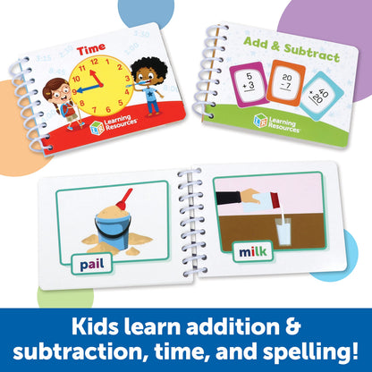 Learning Resources Skill Builders! First Grade Flipbook Library - 3 Pieces, Ages 6+, Math and Spelling Activities for Kids, First Grade Must Haves