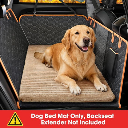 FURTIME Backseat Pet Bed Mat, Non-Slip Dog Bed for Car Back Seat, Washable Travel Pet Mat with Removable Cover, Dog Seat Covers Protector Fit for Backseat Extenders and Trucks SUVs, 54"x 24.8", Brown