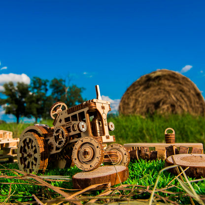 WOODEN.CITY Tractor 3D Puzzles for Adults – Mechanical Farm Tractor Model for Adults & Teens, 148-Piece DIY Kit with Moving Wheels, Made in EU