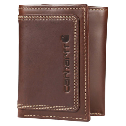 Carhartt Men’s Leather Triple Stitch Wallet, Durable Full-Grain Leather Bifold, Trifold & Rodeo Styles, Gifts for Men