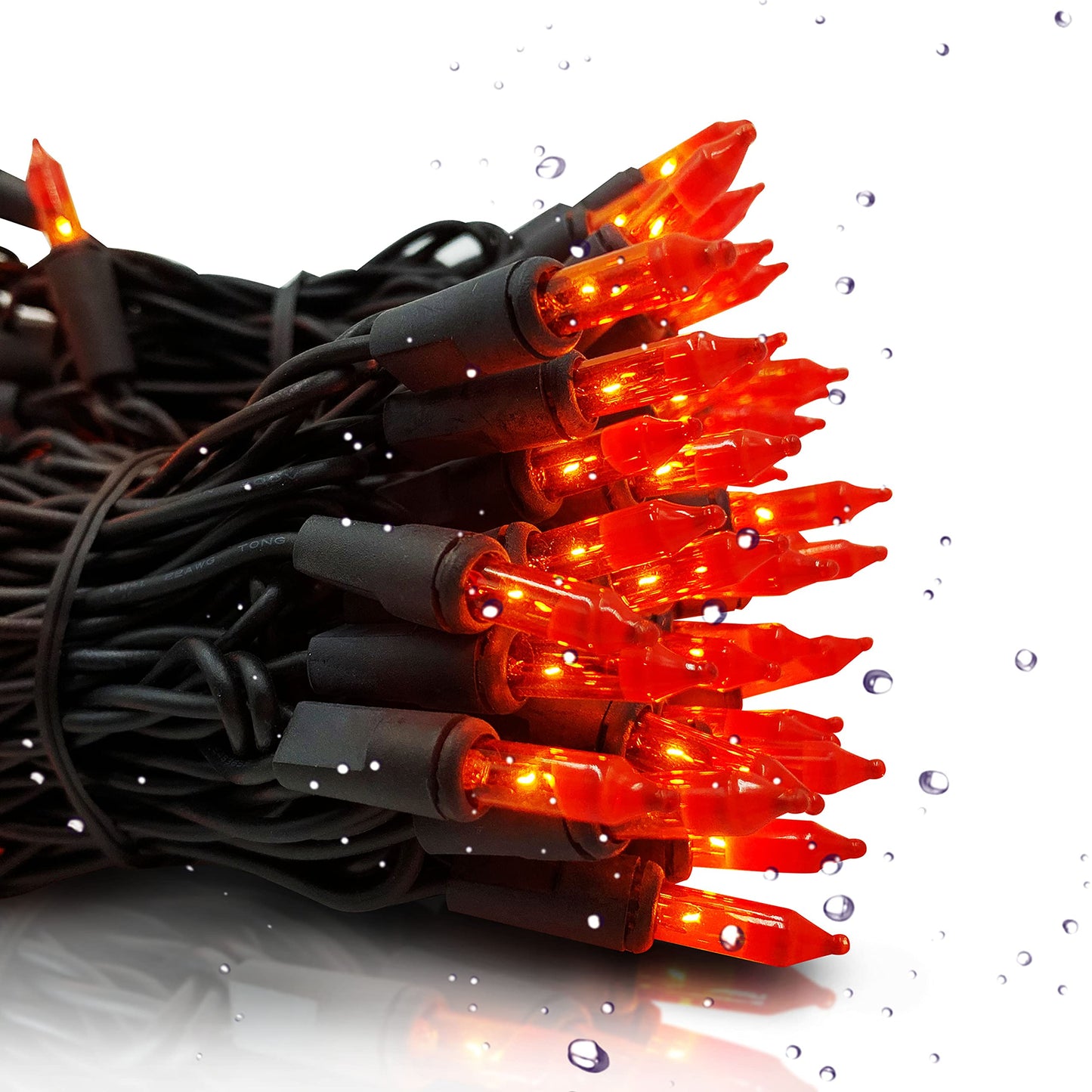 PARKIM Halloween Orange Lights String Outdoor 100 Mini Waterproof Incandescent Indoor Decoration Plug in 23 Feet Used for Patio Party Festive Courtyard Home (1, Orange)