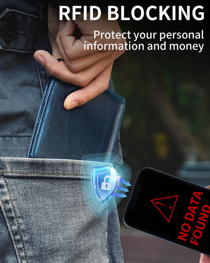 Artpaxy Mens Wallet Bifold Genuine Leather RFID Blocking Wallet for Men with 2 ID Windows 12 Card Holders 2 cash pockets 1 Gift Box