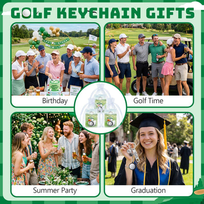 Junkin 12 Set Golf Party Favors 3D Golf Clicker Fidget Keychain with Motivational Cards, Stress Relief Keychain Gifts for Men, Fathers Day Dad Gift, Team Player Gift, Graduation Gifts