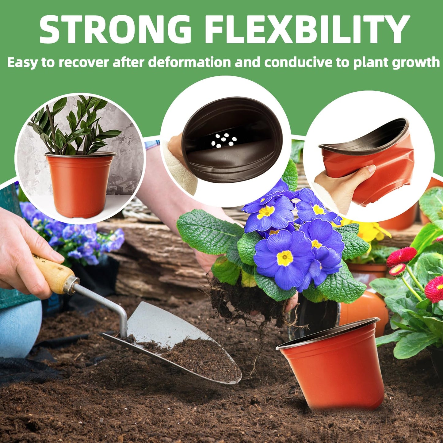 Baaxxango 100 Pcs Plant Nursery Pots,6 Inch Thicker Plastic Seedling Pots with Holes,Seed Starting Pot Flower Plant Container for Succulents,Seedlings,Cuttings,Transplanting