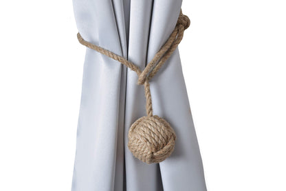 Beautiful Curtain Tiebacks, Natural Soft Jute Curtain Rope Pullback, Handmade Rustic Decorative Curtain Holdbacks, Hand Braided Modern Drapery Tiebacks (2 Pair)