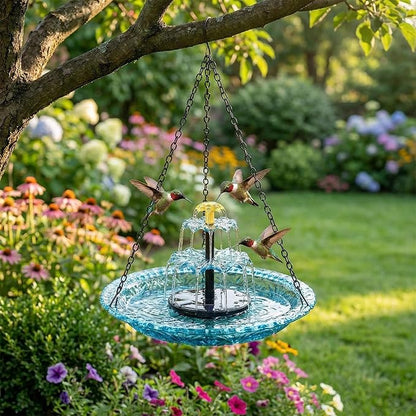 Solar Cascade Hanging Bird Bath Fountain, 2026 Upgraded Hanging Bird Bath with Flowing Water for Outdoors Garden Patio Backyard Lawn Decor (Purple)