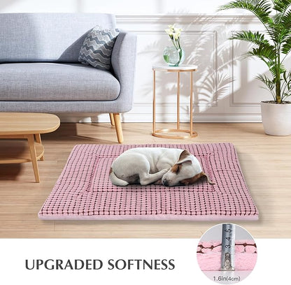 BVAGSS Reversible Dog Crate Pad, Memory Foam Pet Bed Mat, Soft Warm Machine Washable Sleeping Kennel Mattress for Small Medium Dogs XH079 (30''x20''x1.6'',Pink)