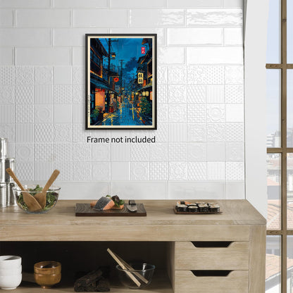 Podafu Japanese Tokyo Tea House Wall Art Poster - 12x16in Unframed Canvas Print for Bedroom Decor