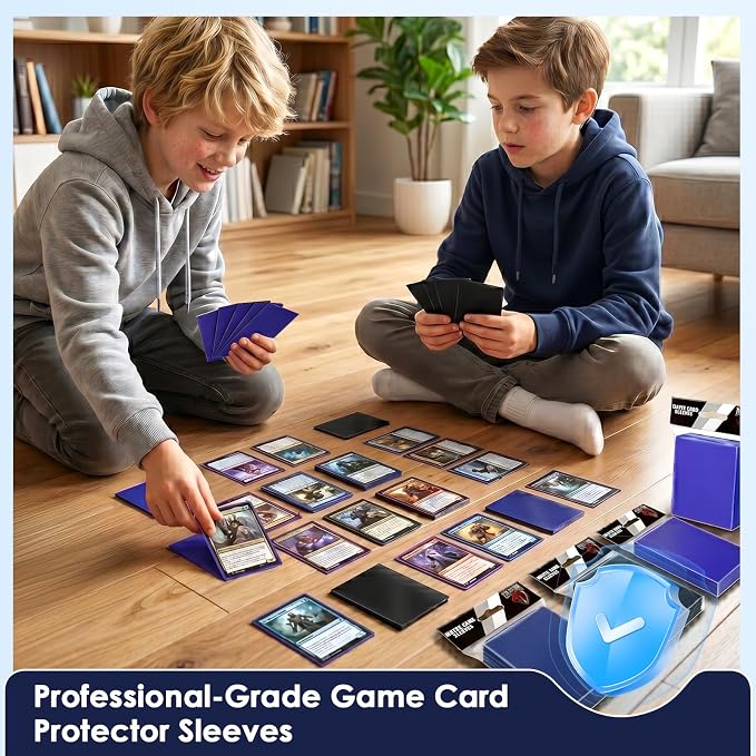 Kitoyz 500 Pcs Card Sleeves for Trading Card, Matte Card Sleeves Deck Card Protectors Compatible with Baseball Cards, Sports Cards, Game Cards (Blue)