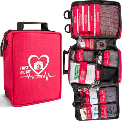 First Aid Kit, Trauma First Aid Kits with Labelled Compartments Molle System, Professional Emergency Kits for Home, Office, Car, Outdoor, Hiking, Travel, Camping