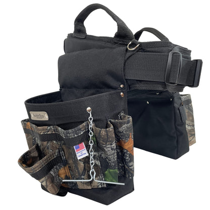 BOULDER BAG Ultimate Electrician's MAX Combo with Comfort Back Support Tool Belt, Quick Release Buckle, Heavy Duty Tool Belt, Camo - Backwoods, (Medium 28-32 Inch Waist), Made in USA