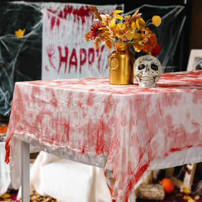 LFUTARI 5 PCS Halloween Bloody Gauze Table Cover- 85" x 60"Bloody Handprint Rectangle Tablecloth - Scary Halloween Table Cover for Hospital Halloween Decoration, Spooky Parties (5)