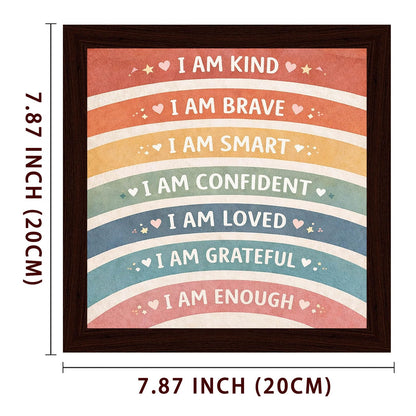 Kids Classroom Wall Art Decor Wooden Framed Sign Positive Affirmations Posters Inspirational Motivational Sign For Educational School Homeschool Nursery 8×8 Inch