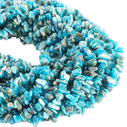 favoramulet 5-8mm Blue Apatite Tumbled Stone Chip Beads for Jewelry Making, Irregular Shaped Healing Crystal Loose Bead Supply, Pack of 2 Strands(64 inches)