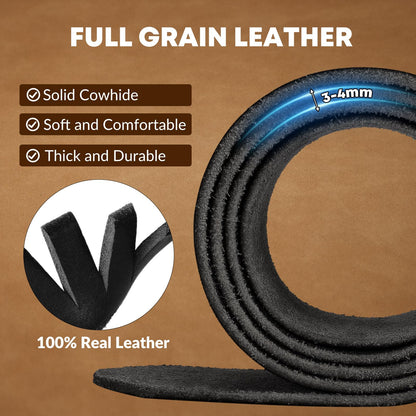 OZNDAS Genuine Black Leather Belt for Men Women Handmade Heavy-Duty Work Belt Leather Men's Belts | Jeans/Casual/Christmas Gifts
