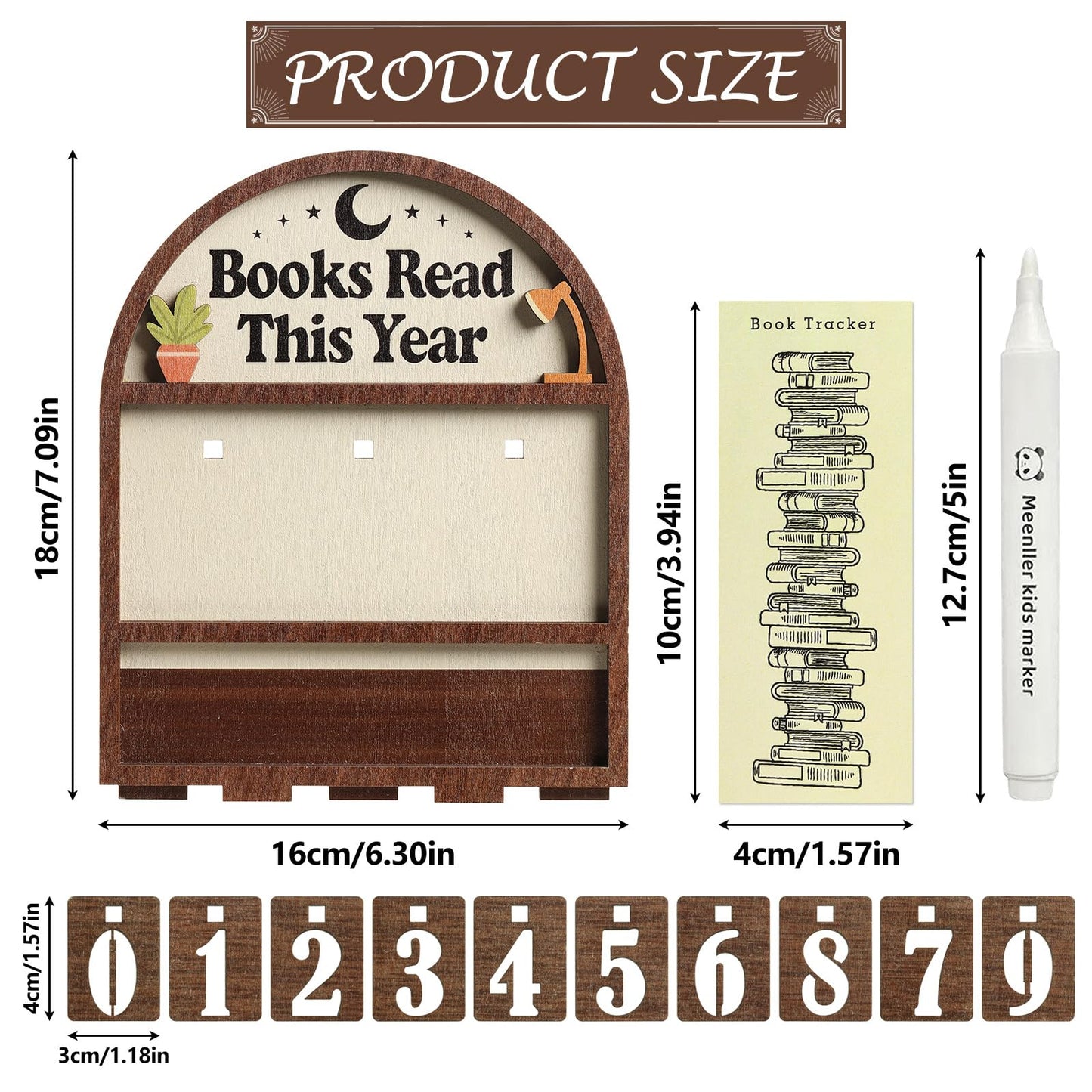 Books Read This Year Counter with 12Pcs Bookmarks, Wooden Reading Tracker Sign for Home Library Decor, Personalized Book Counter Sign Bookshelf Decor, Book Lover Gift for Bookclub Stocking Stuffers