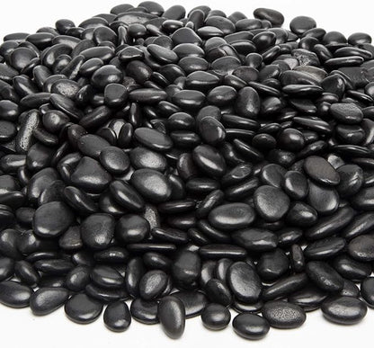 Black Small Pebbles - Decorative Gravel Rock Plant Stones,3/8" Natural Polished Stones Succulent Gravel,Pebbles Gravel for Bamboo Plants,Succulent,Home Decor,Landscaping,Vase Fillers.