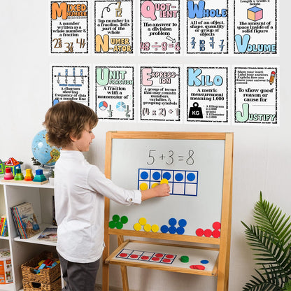 Eaasty 26 Pcs Composition Notebook Math Posters for Elementary School Retro Groovy Classroom Decor Math Alphabet Bulletin Board Classroom Decor for Elementary Teacher Must Haves(Composition Book)