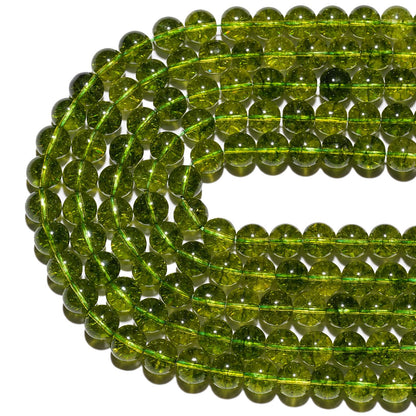 8mm Natural Peridot Gemstone Beads Polished Round Smooth Stone Beads for Bracelets Jewelry Making 15inch Loose Beads