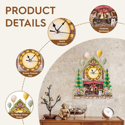 3D Puzzles for Adults Wooden Clock-Balloon Treehouse Model Kit, Mechanical DIY Pendulum Clock with Roman Numerals-Home Wall Decor, Birthday Christmas Day Gift for DIY Lovers