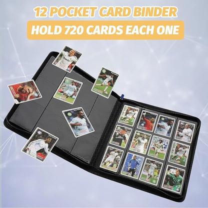 12-Pocket Business Card Binder holds 720 Cards, Premium Diamond Texture PU Leather Name Card Holder Organizer with Zipper, Black Sleeves Side Loading Card Book for Collectors & Office(pink)