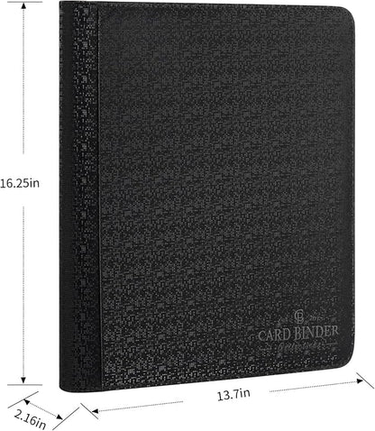 Toploader Binder,Toploader Hard Cases, 9-Pocket Pages Sleeves Hold up 288 Cards.Toploader Card Binder with Sleeves for “3×4” rigid，Card Holder(black)