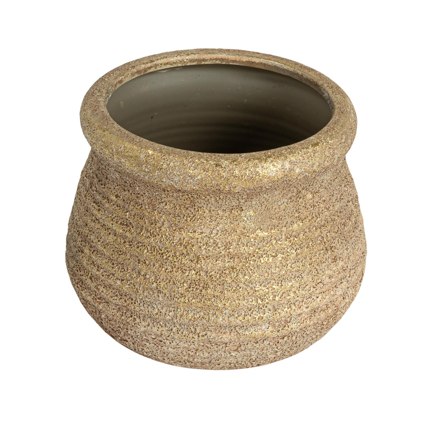 Creative Co-Op Round Volcano Terra-Cotta Planter, Gold