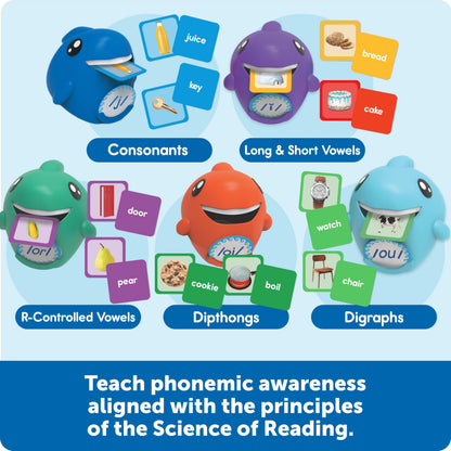Learning Resources Say-a-Sound Sorting Sharks - Montessori Toys, Kindergarten Learning Activities, Phonemic Awareness Flash Cards, Dyslexia Tools for Kids, Speech Therapy Materials, Learn to Read