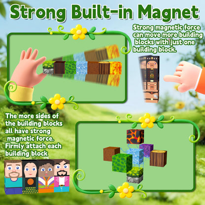 200 PCS 0.8in Magnetic Blocks ,Magnetic Building Cubes, Build 11 unique characters Adventure World Set,Stacking Magnets, STEM Sensory Toys for Ages 3+ Toddlers Kids Girl Boys Birthday Party Gifts