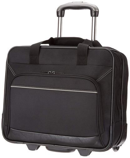 Amazon Basics 15.6" Rolling Laptop Bag for Travel and Business, Briefcase with Wheels, Adjustable Locking Handle, Black