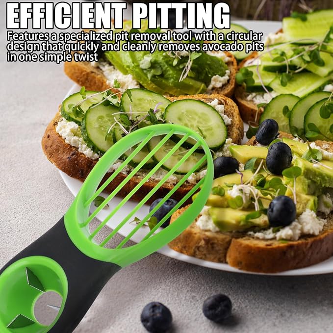 Good Grips 3-in-1 Avocado Slicer, Stainless Steel Blade, Manual Kitchen Tool, Dishwasher Safe Green