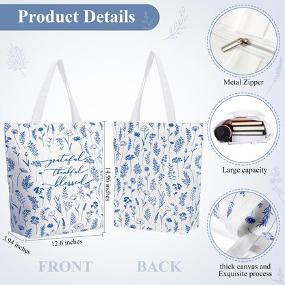 Singhoow 29 Pcs Bible Journaling Supplies Kit 16 oz Glass Cup Canvas Bag Leather Notebook Highlighters Pens Sticky Note Tapes Bible Study Supplies for Women Father Sunday School Teacher(Boho, Blue)