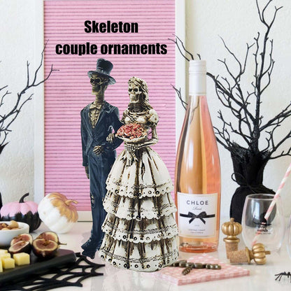 Gorbgle Halloween Decor, Gothic Decor Resin Skull Wedding Statues, Spooky Ghost Figurines, Goth Sculptures Table Centerpiece for Home Office, Desk, Mantel, Bookshelf, Indoor Decorations