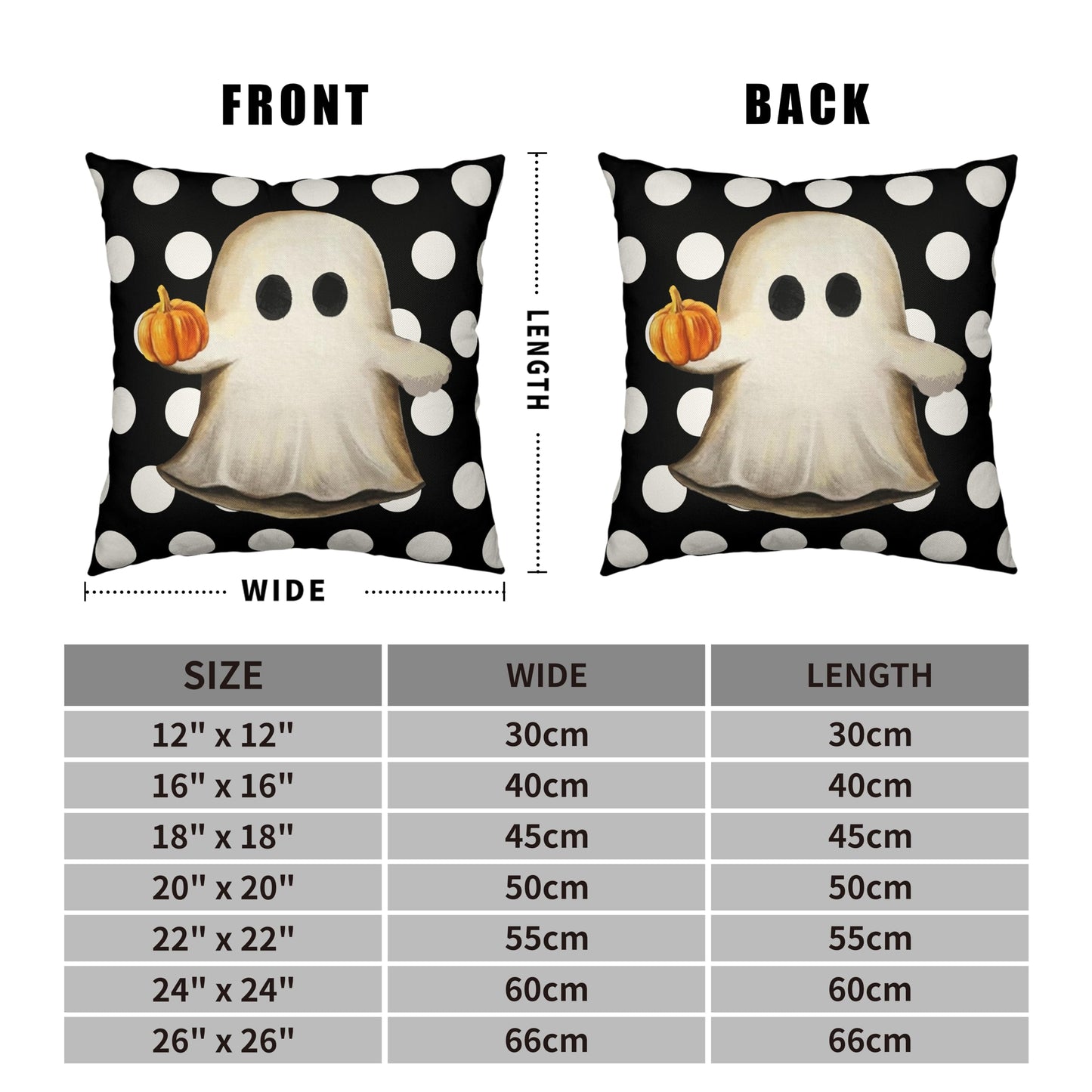 Kwlegh Ghost Pillow Covers Halloween Decorative Pillow Covers 18x18 Set of 2 Gus Ghost and Pumpkin Pillow Case White Polka Dot Spooky Throw Pillow Covers for Home Sofa Outdoor Decoration
