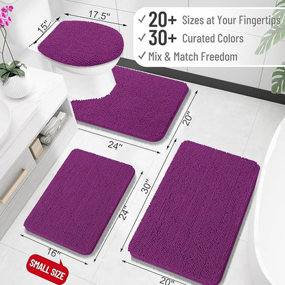 OLANLY Bathroom Rugs 32x20, Extra Soft Absorbent Chenille Bath Rugs, Rubber Backing Quick Dry, Machine Washable Bath Mats for Bathroom Floor, Tub and Shower, Home Decor Accessories, Purple